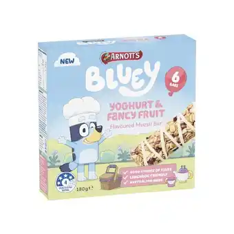 Woolworths Arnott’s bluey muesli bars 180g pk 6 offer