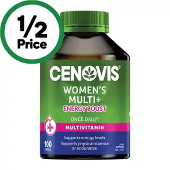 Woolworths Cenovis women’s multi + energy boost capsules pk 100 offer