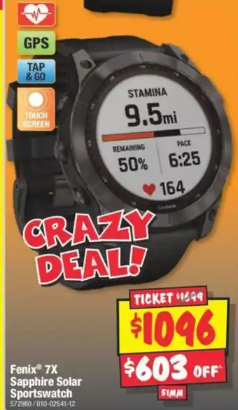 JB Hi-Fi Fenix 7X Sapphire Solar Sportswatch offer