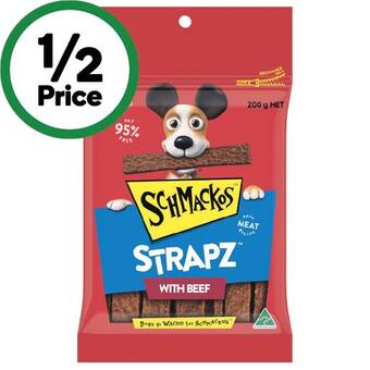 Woolworths Schmackos strapz dog treats 200g offer