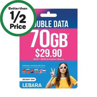 Woolworths Lebara starter kit $29.90 offer