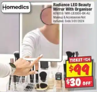 Radiance LED Beauty Mirror With Organiser
