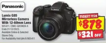 JB Hi-Fi Lumix G85 Mirrorless Camera With 12-60mm Lens offer