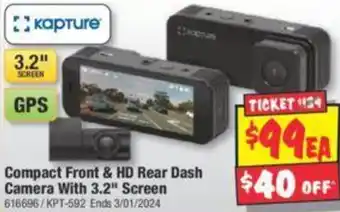 JB Hi-Fi Compact Front & HD Rear Dash Camera With 3.2" Screen offer