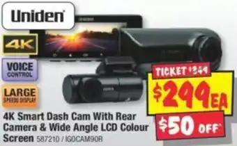 JB Hi-Fi 4K Smart Dash Cam With Rear Camera & Wide Angle LCD Colour Screen offer