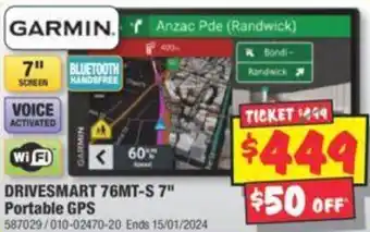 JB Hi-Fi DRIVESMART 76MT-S 7" Portable GPS offer