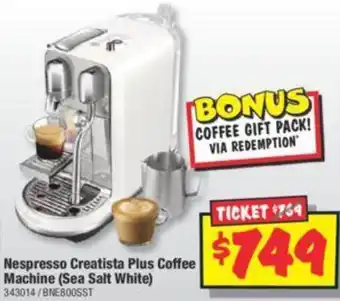 Nespresso Creatista Plus Coffee Machine (Sea Salt White)