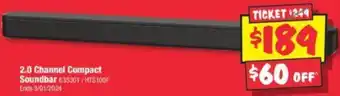 JB Hi-Fi 2.0 Channel Compact Soundbar offer