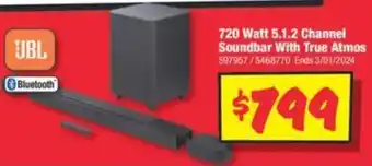 JB Hi-Fi 720 Watt 5.1.2 Channel Soundbar With True Atmos offer