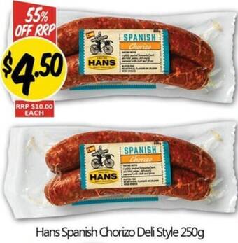 NQR Hans Spanish Chorizo Deli Style 250g offer