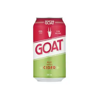Woolworths Mountain goat hazy apple cider cans 24x375ml offer