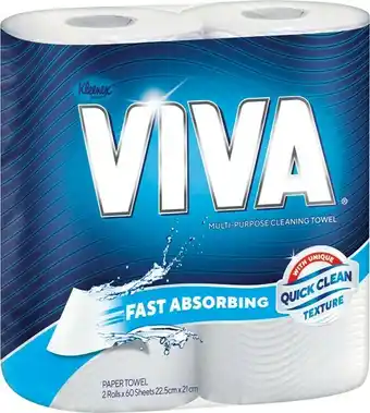 IGA Kleenex Viva Paper Towel 2 Pack or Viva Rinse & Re-Use Towel 20 Pack Selected Varieties offer