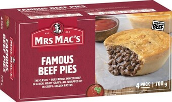 IGA Mrs Mac's Pies or Giant Sausage Rolls 4 Pack Selected Varieties offer