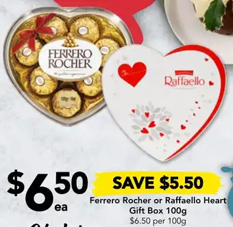 Drakes Ferrero Rocher or Raffaello Heart Gift Box 100g offer