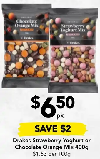 Drakes Drakes Strawberry Yoghurt or Chocolate Orange Mix 400g offer