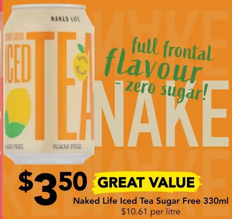 Naked Life Iced Tea Sugar Free 330ml offer at Drakes