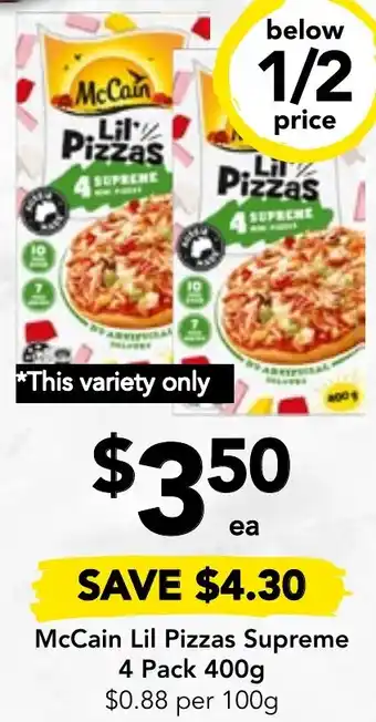 Drakes McCain Lil Pizzas Supreme 4 Pack 400g offer