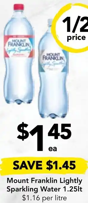 Drakes Mount Franklin Lightly Sparkling Water 1.25lt offer