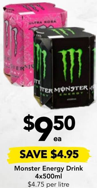 Drakes Monster Energy Drink 4x500ml offer