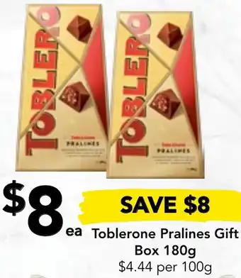 Drakes Toblerone Pralines Gift Box 180g offer
