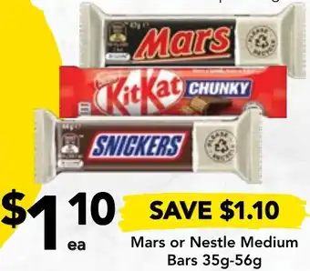 Drakes Mars or Nestle Medium Bars 35g-56g offer