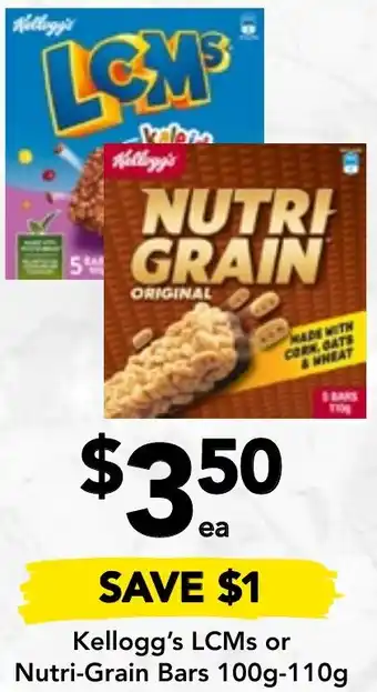 Kellogg's LCMs or Nutri-Grain Bars 100g-110g