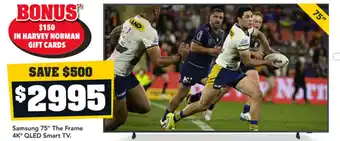 Harvey Norman Samsung 75" The Frame 4K" QLED Smart TV offer