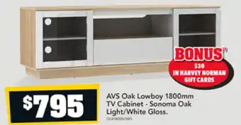 AVS Oak Lowboy 1800mm TV Cabinet - Sonoma Oak Light/White Gloss