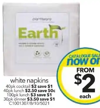 Cheap as Chips white napkins offer