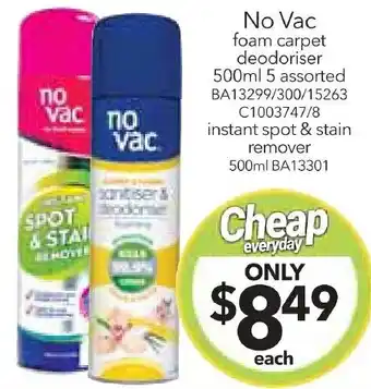 Cheap as Chips No Vac foam carpet deodoriser 500ml offer