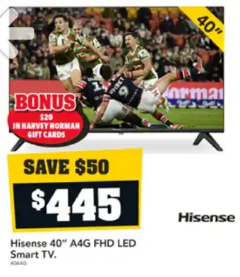 Harvey Norman Hisense 40" A4G FHD LED Smart TV offer