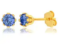 Shiels 9ct Yellow Gold Silver Filled Blue Cubic Zirconia 4mm Stud Earrings offer