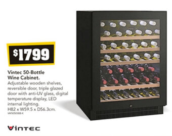 Harvey Norman Vintec 50-Bottle Wine Cabinet offer