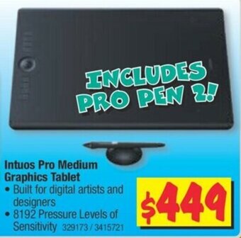 JB Hi-Fi Intuos Pro Medium Graphics Tablet offer