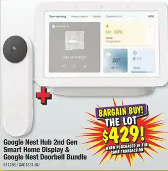 JB Hi-Fi Google Nest Hub 2nd Gen Smart Home Display & Google nest Doorbell Bundle offer
