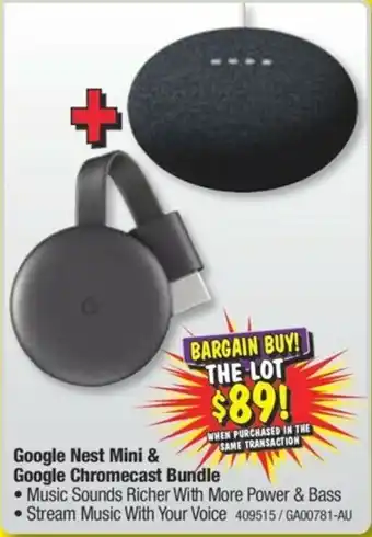 JB Hi-Fi Google Nest Mini & Google Chromecast Bundle offer