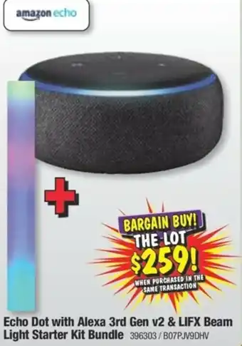 JB Hi-Fi Echo Dot wit Alexa 3rd Gen v2 & LIFX Beam Light Starter Kit Bundle offer