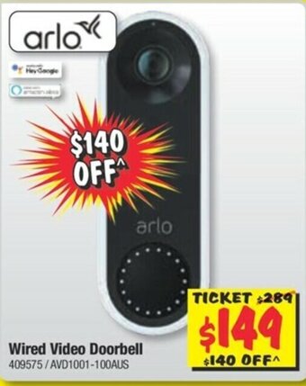 JB Hi-Fi Arlo Wired Video Doorbell offer