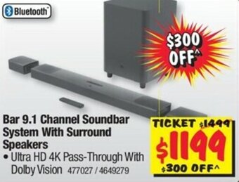 JB Hi-Fi JBL Bar 9.1 Channel Soundbar System with Surround Speakers offer