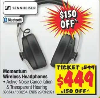 JB Hi-Fi Sennheiser Momentum Wireless Headphones offer