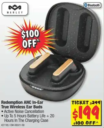 JB Hi-Fi Marley Redemption ANC In-Ear True Wireless Ear Buds offer