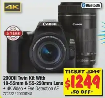 JB Hi-Fi Canon 200DII Twin Kit With 18-55mm & 55-250mm Lens offer