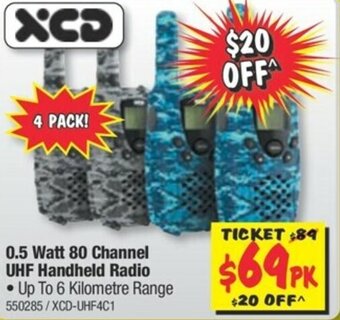 JB Hi-Fi XCD 0.5 Watt 80 Channel UHF Handheld Radio offer