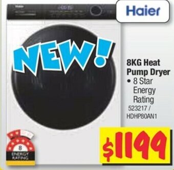 JB Hi-Fi Haier 8kg Heat Pump Dryer offer