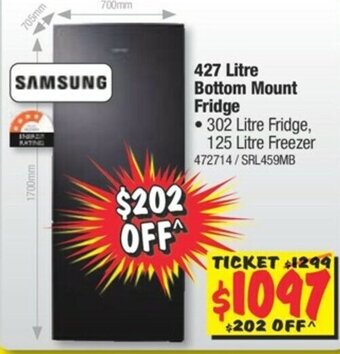JB Hi-Fi Samsung 427 Litre Bottom Mount Fridge offer