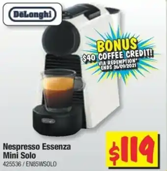 JB Hi-Fi DeLonghi Nespresso Essenza Mini Solo offer