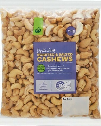 Woolworths Woolworths Roasted or Roasted & Salted Cashews 750g Pack offer