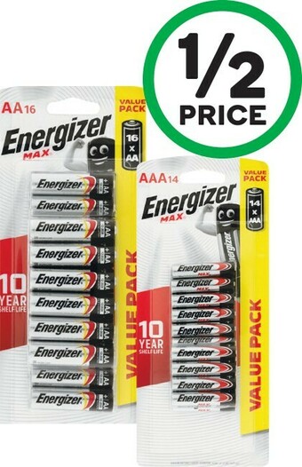 Woolworths Energizer Max AA Pk 16 or AAA Pk 14 offer