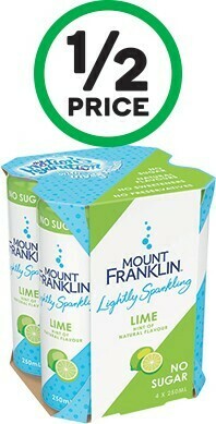 Woolworths Mount Franklin Lightly Sparkling Varieties 4 x 250ml offer