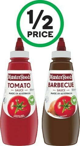 Woolworths MasterFoods Tomato or Barbecue Sauce 475-500ml offer